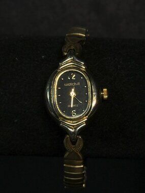 Watch-It Women’s Quartz Watch Black Dial Gold Tone M.Z. Berger Japan Movt